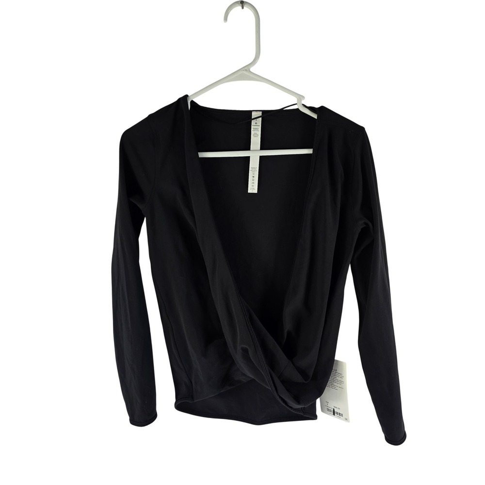 Lululemon Full Freedom LS Long Sleeve Wrap Top Black Nulu LW3BABS Size 2 NEW